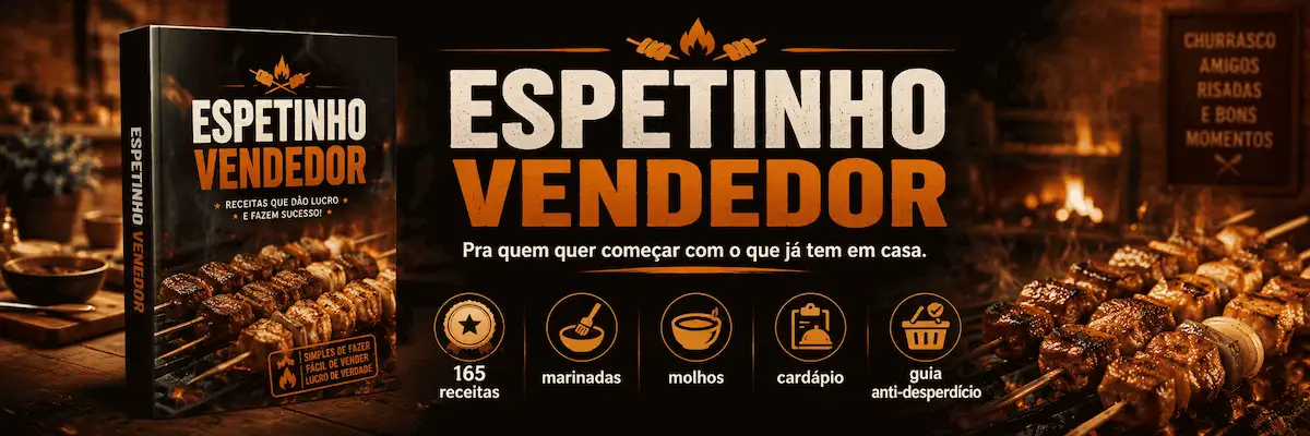 Mockup do material Espetinho Vendedor com receitas e bônus